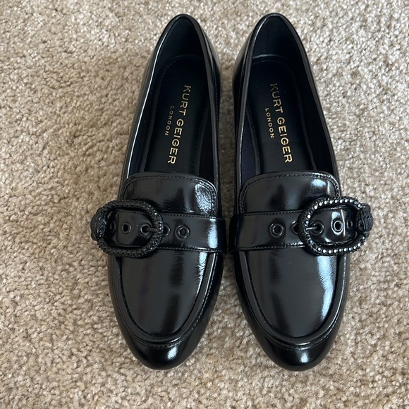 Kurt Geiger Mayfair leather black loafer rhinestone buckle eagle shoe size 36 6 - Picture 2 of 8